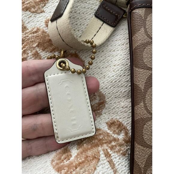 Coach Monogram Stripe Brown Crossbody Shoulder Bag Women's - Picture 3 of 11
